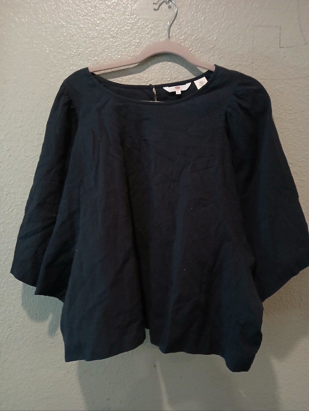 NWT. Levi's Women's Black Boatneck 3/4 Sleeve Tunicvis. Size XL